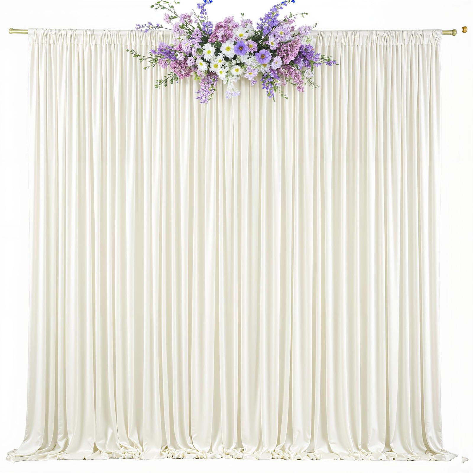 10ft x 8ft Photo Backdrop Curtains Ivory Wrinkle-Free Polyester Fabric Backdr…