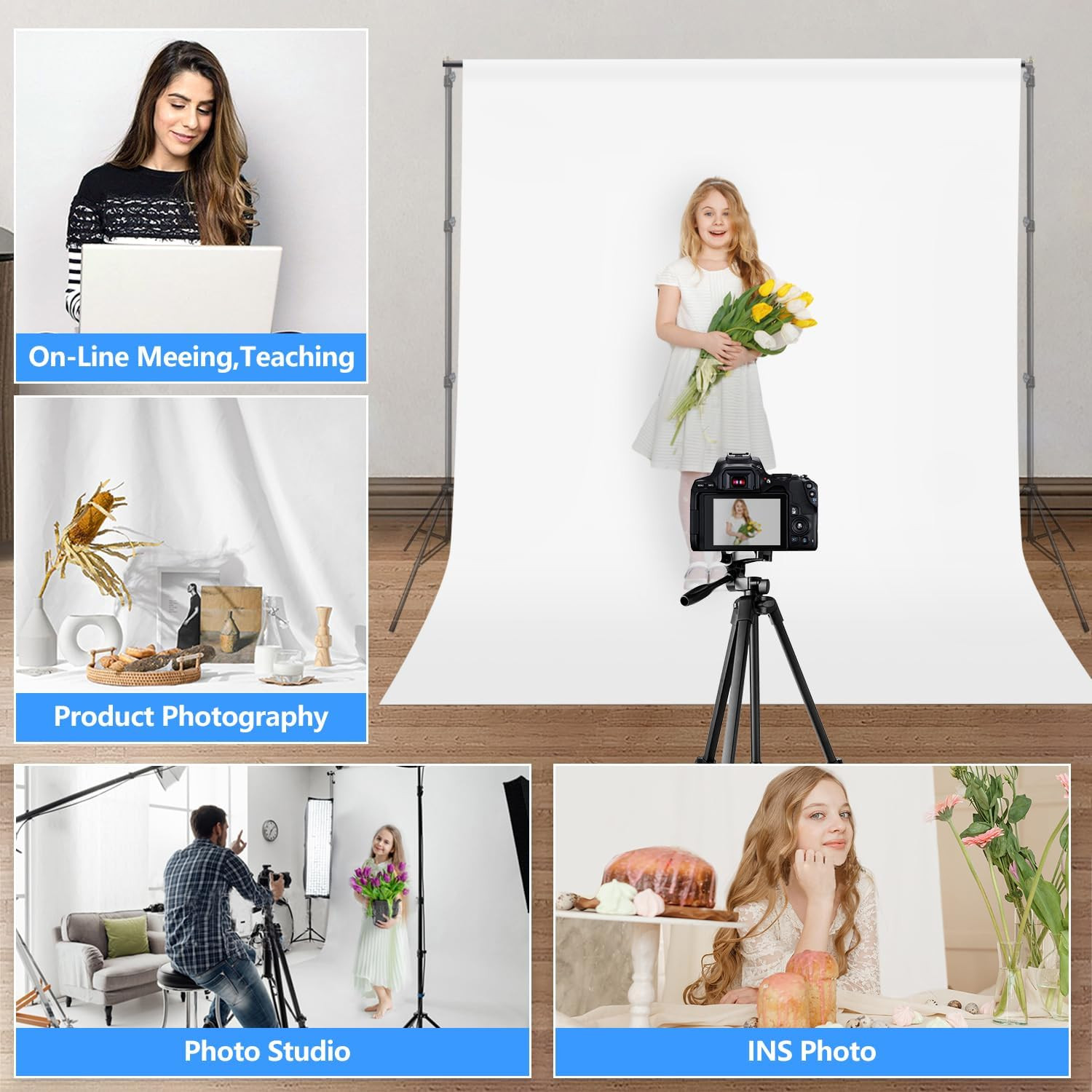 Cortinas de fondo para fotografía, fondo blanco para sesión de fotos,