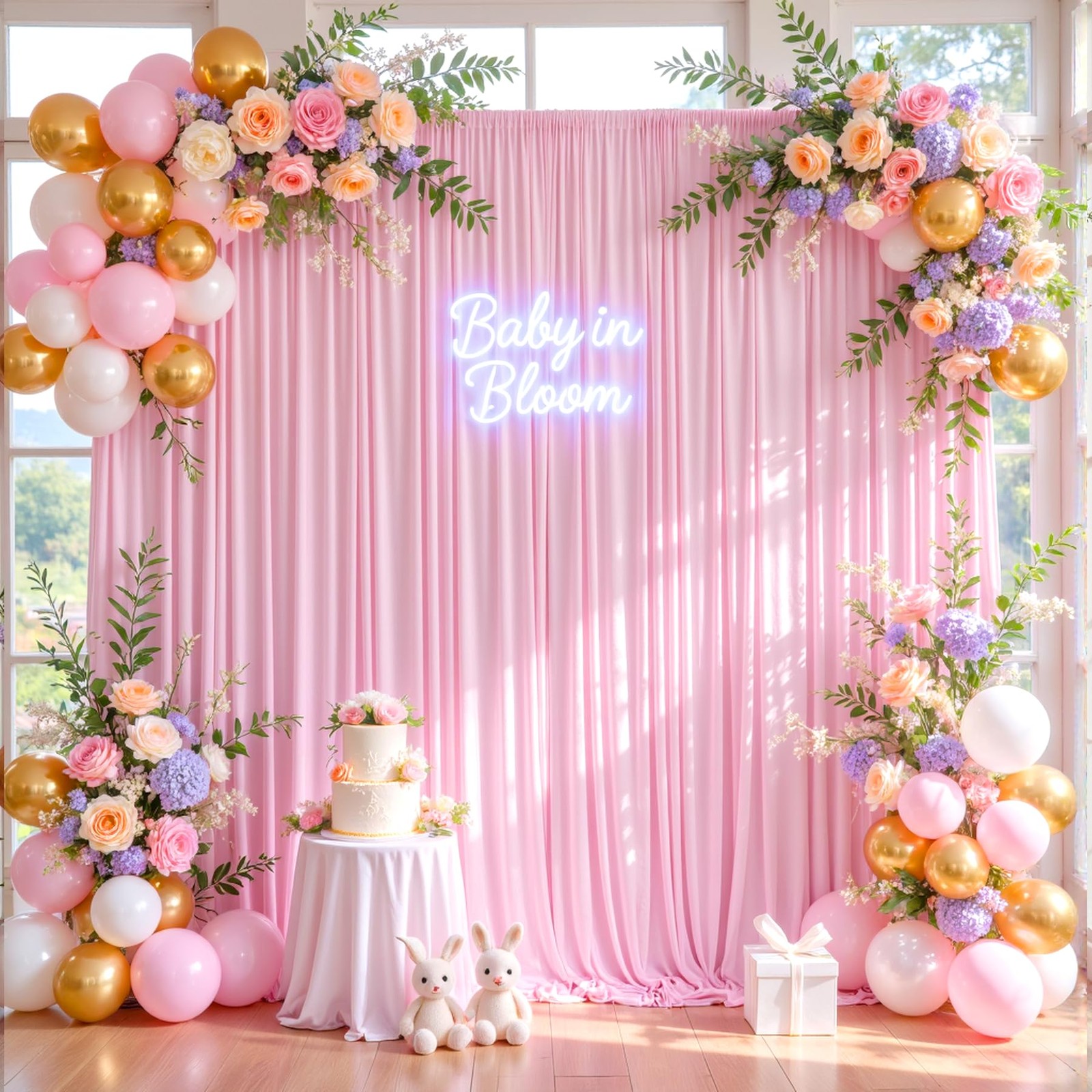 50x10ft Pink Photo Backdrop 50 ft X 10 ft(10 Panels 5ft X 10ft),