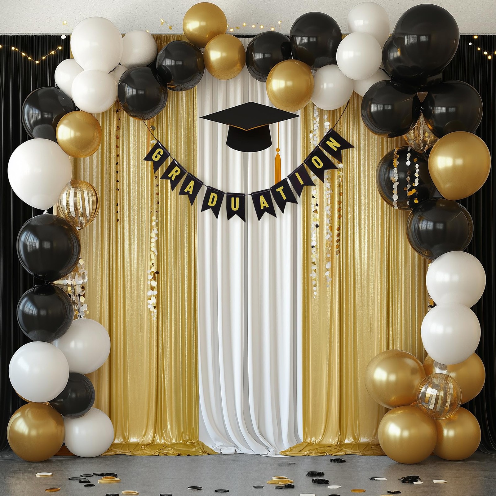 Thick 20 ft x 10 ft Gold Sequin Backdrop Curtain for Parties, Free Glitter Ph…