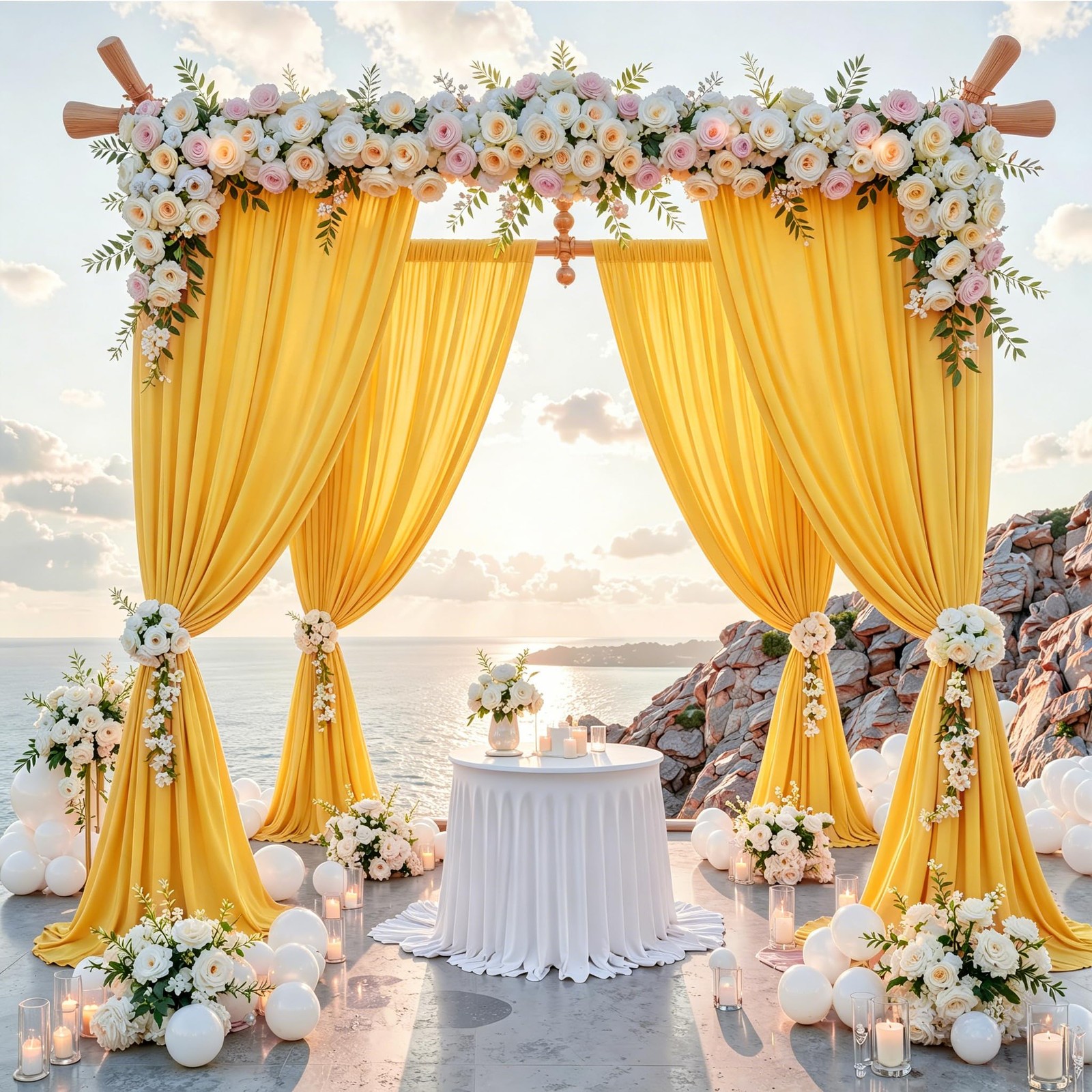 10x10ft Yellow Wrinkle Free Polyester Backdrop Curtain 2 Panels 5x10ft