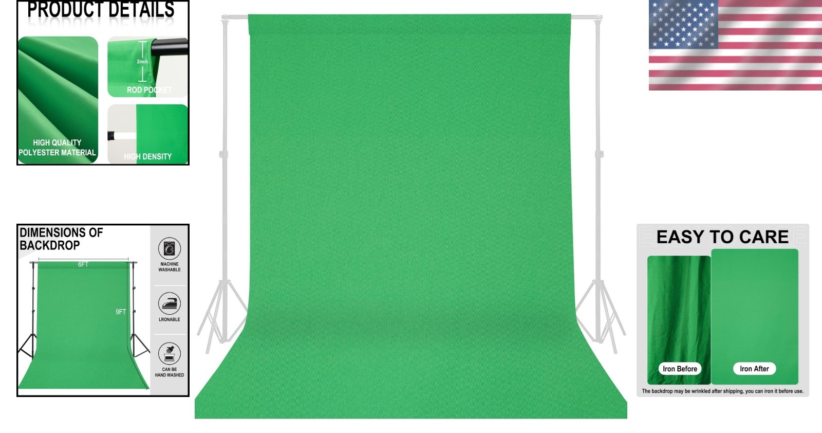 6FTx9FT Green Screen Backdrop for Professional Photoshoots and Videography