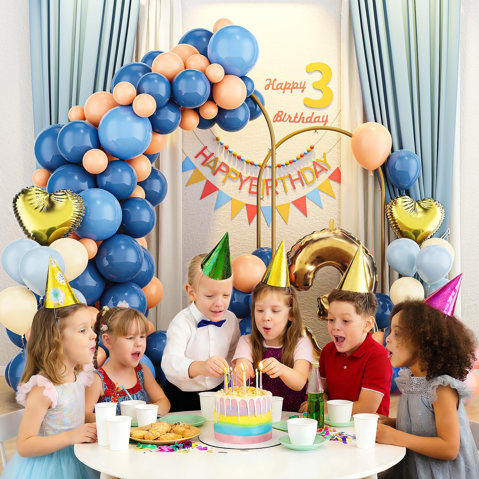 Metal Arch Backdrop Stand 2 Set (6FT/5FT), Gold Wedding Arch Frame, Balloon A…