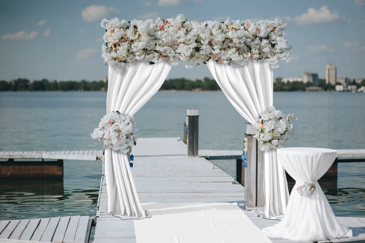 2 Panels 5ft x 7ft White Photography Backdrop Curtains, Polyester, Rod Pockets