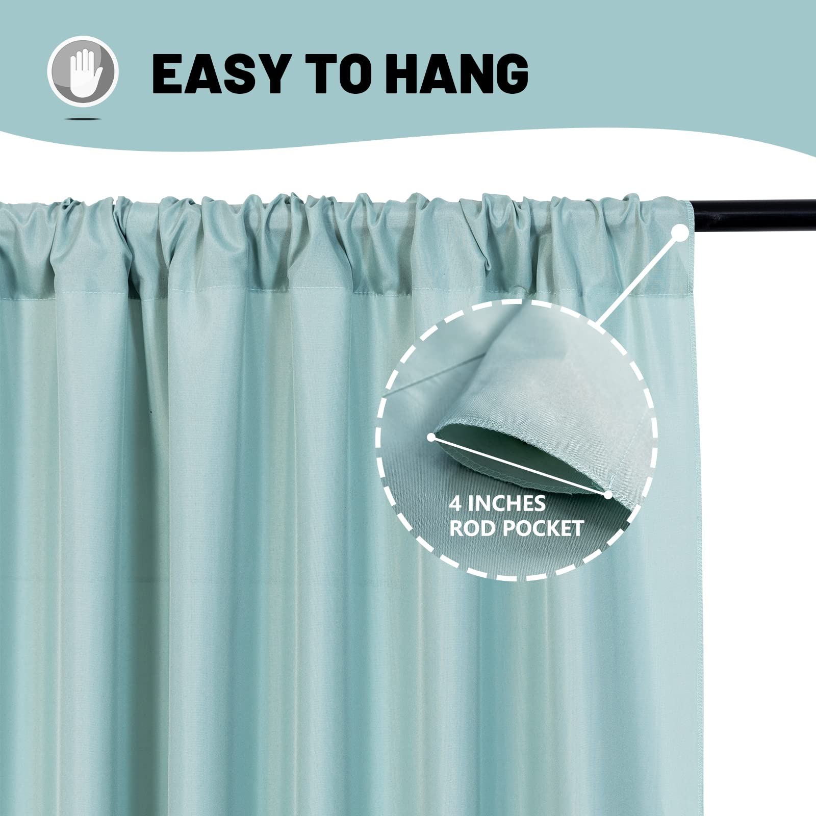 Light Green Backdrop Curtains For Parties Weddings Stage Photography 5×10 FT