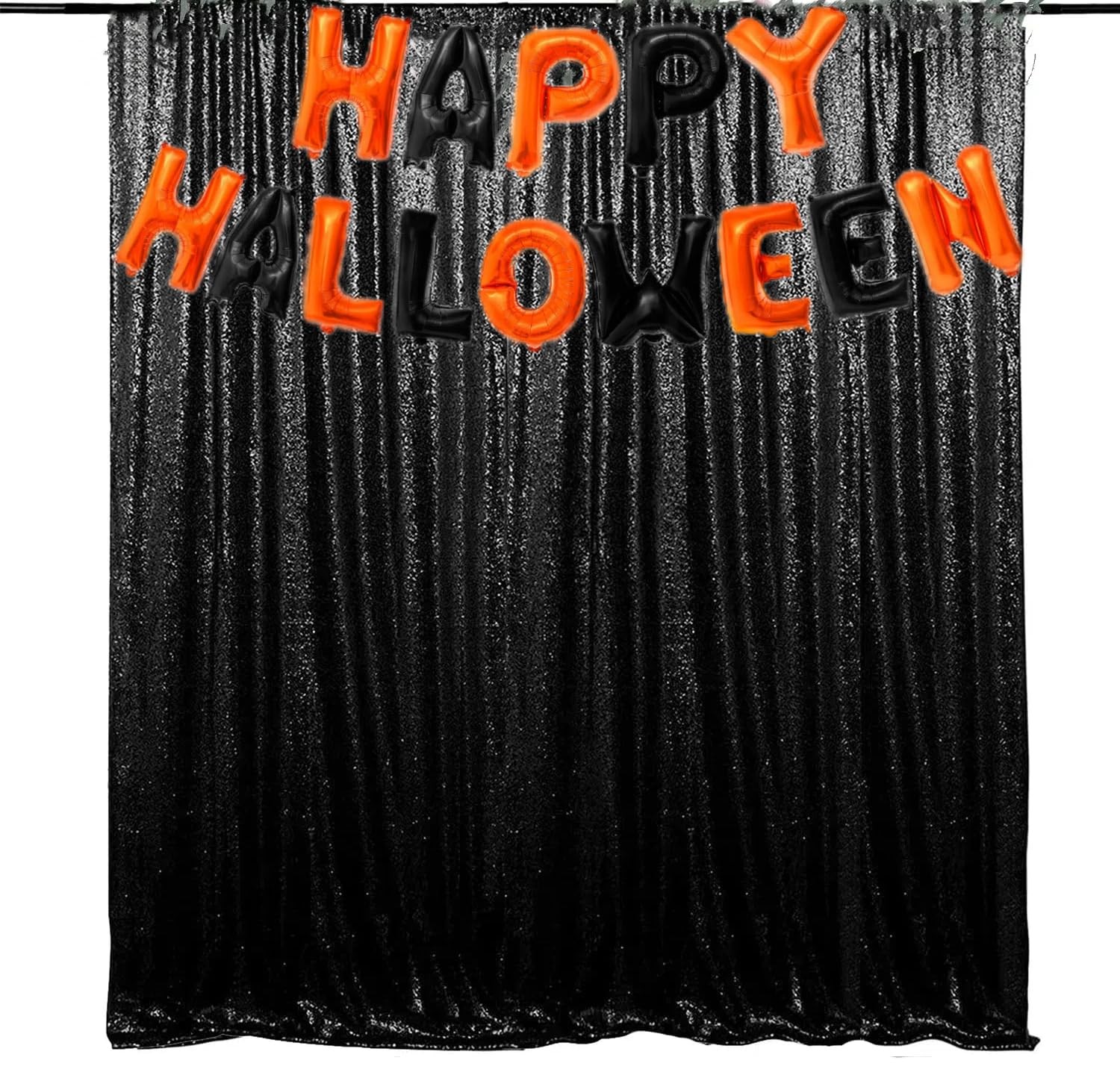 Halloween Black Sequin Backdrop Curtain 10x8ft 1 Panel Glitter Photography