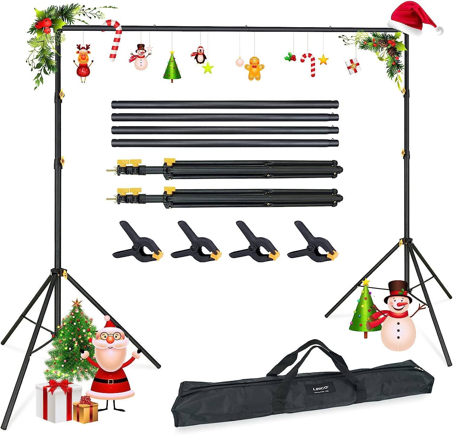 Kit de soporte para telón de fondo Lincostore de 10 x 6,5 pies, ajustable