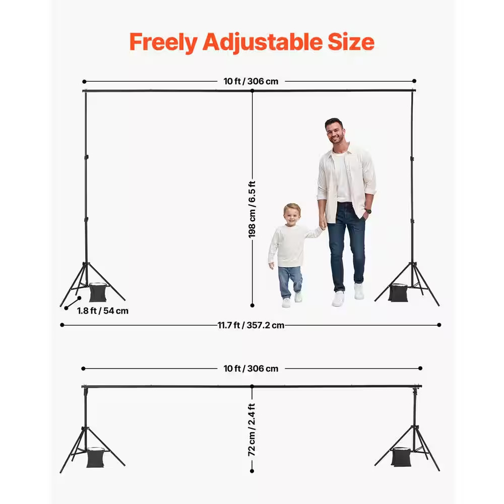 6.5 X 10 Ft. Adjustable Backdrop Stand, Portable, Heavy Projector Screen Stand W