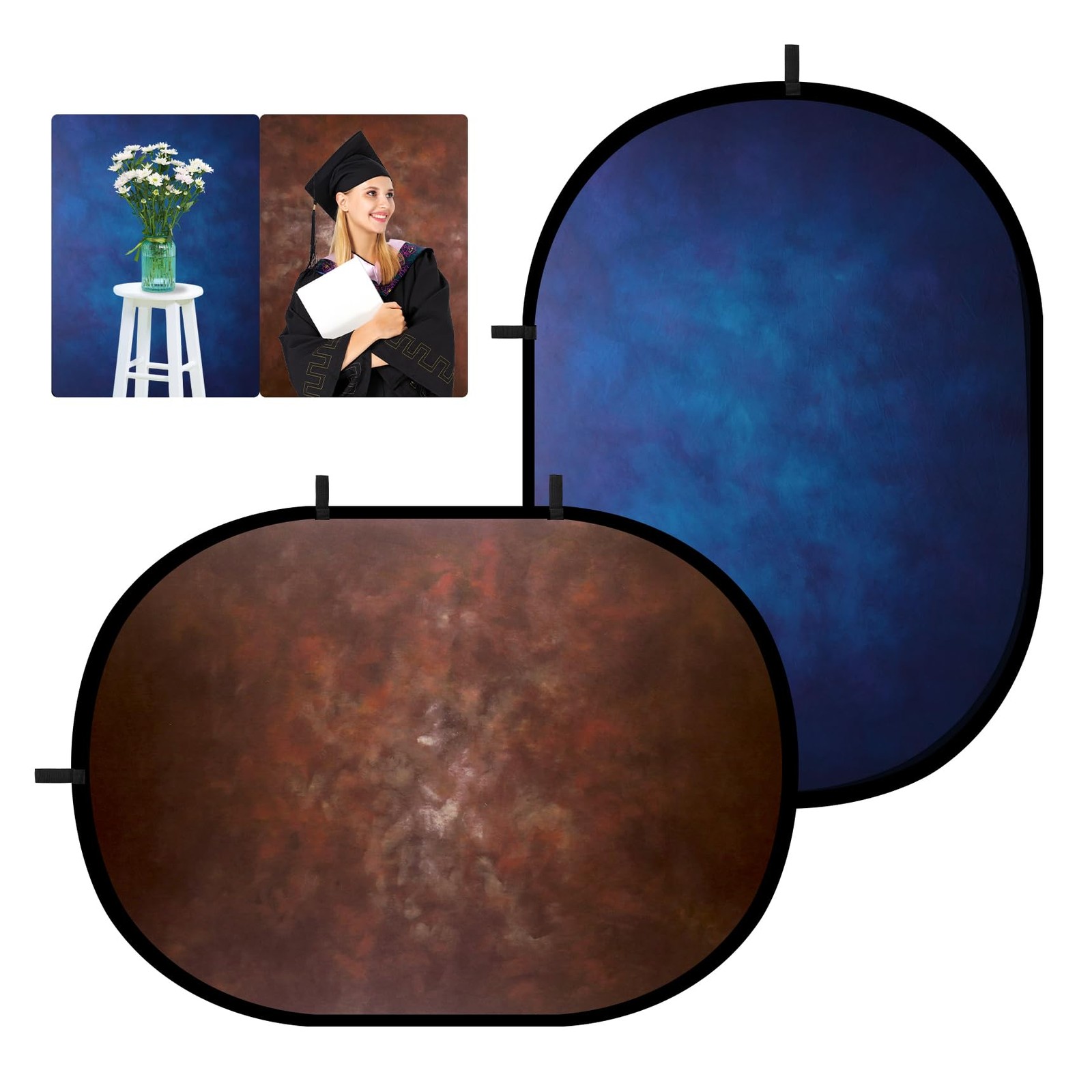 Selens 2 in 1 Portable Backdrop Double Side of 55.12*78.75inches, blue/brown
