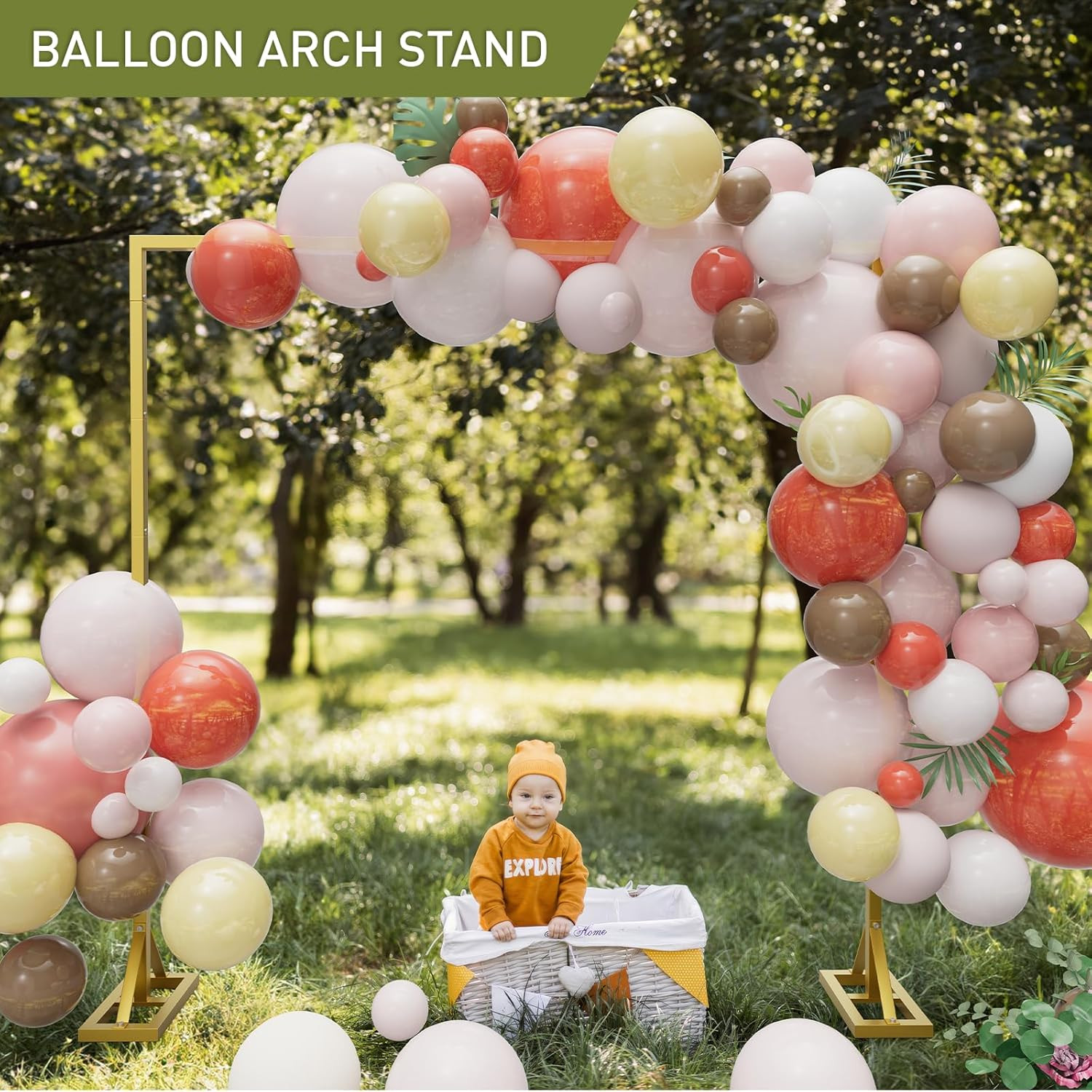 8.2FT Adjustable Backdrop Stand Kit – Square Wedding Arch & Balloon Arch for Pho