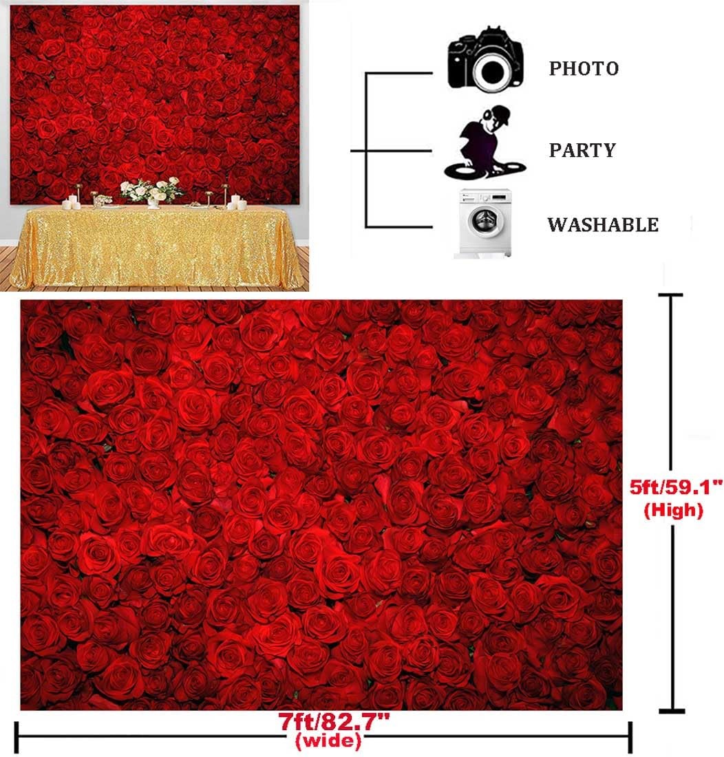 Fabric Red Rose Backdrop Roses Flower Wall Background Valentine’s Day Wedding…