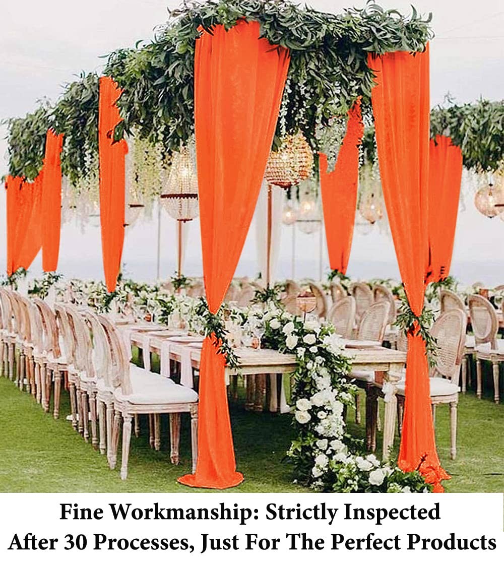 Orange Chiffon Backdrop Curtain Sheer Fabric Drapes Wedding 2 Panels 10FT