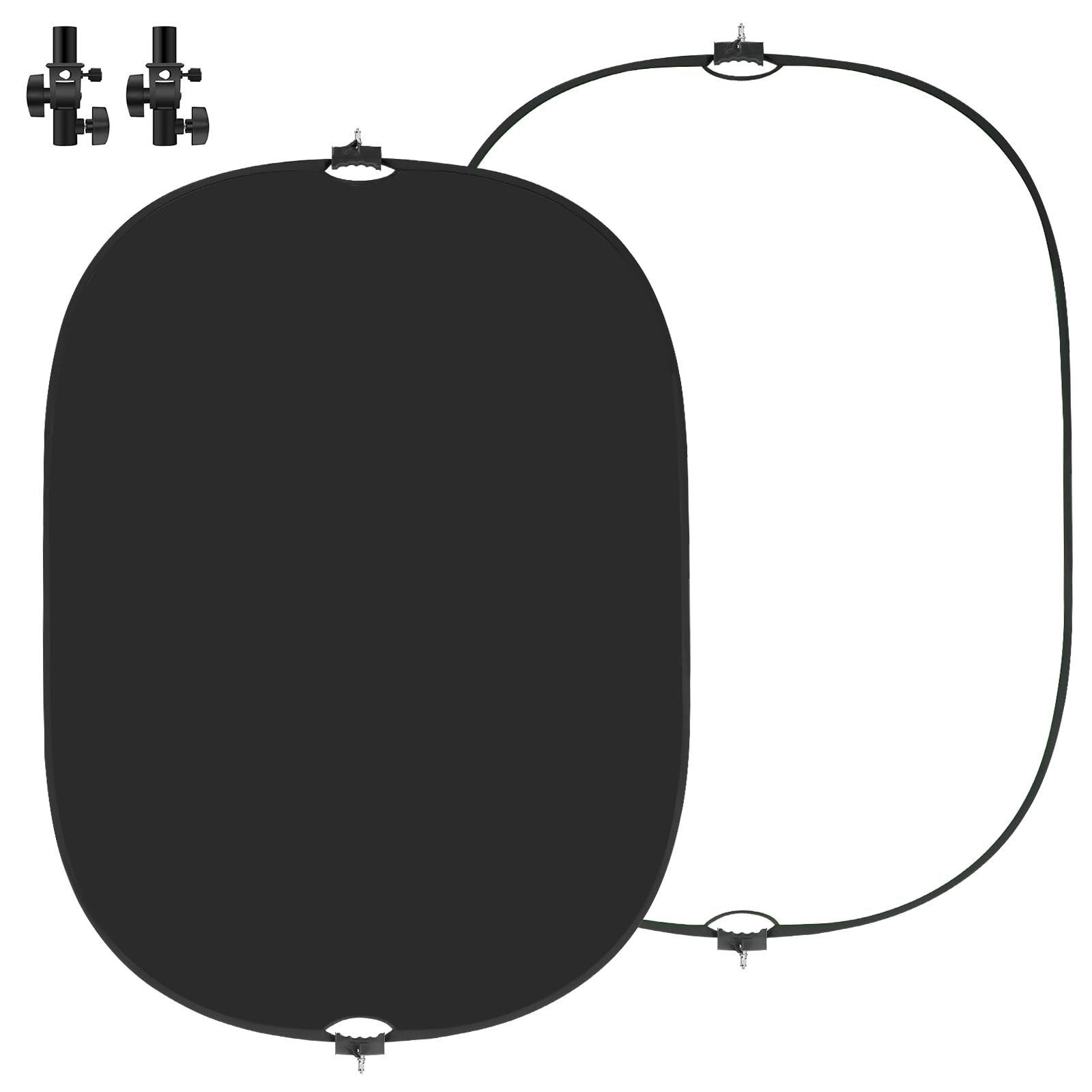 5×6.6ft Black/White 2-in-1 Photography Backdrop, Collapsible with Carry Case & H