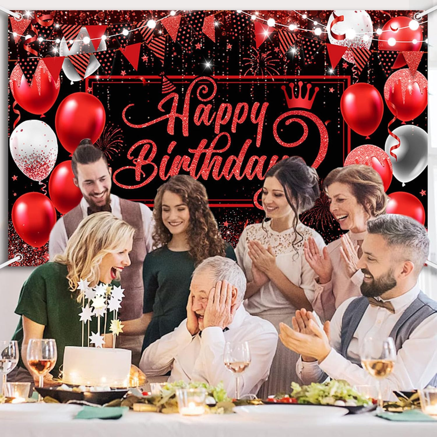 Happy Birthday Backdrop for Man Photography Background Red and Black