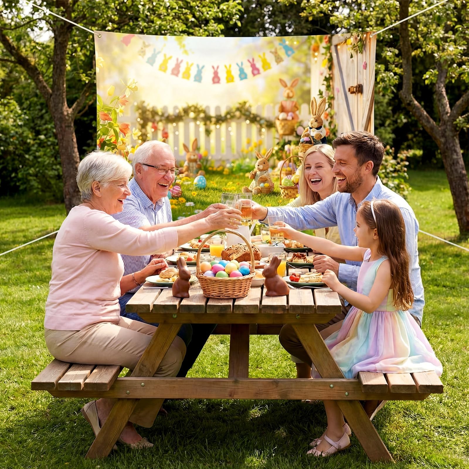 Chumia 7x5ft Spring Easter Photography Backdrops 7 x 5 feet, Multi-colored
