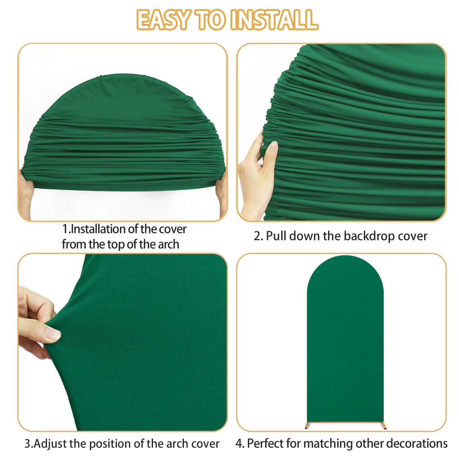 FUHSY Set of 3 Wedding Arch Cover Green Arch Backdrop Covers 7.2FT 6.6FT 6FT …