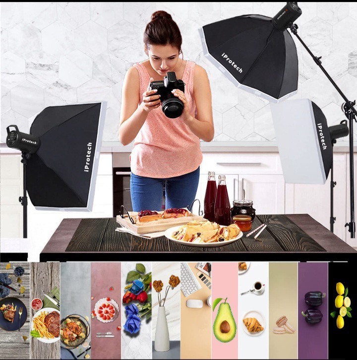 Double Sided Photography Backdrops 7 Pieces 14 Options 34” X 23”, No Stand