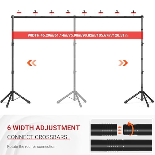 Backdrop Stand, Adjustable 10×7.5 FT Background Stand Backdrop 10×7.5ft Black