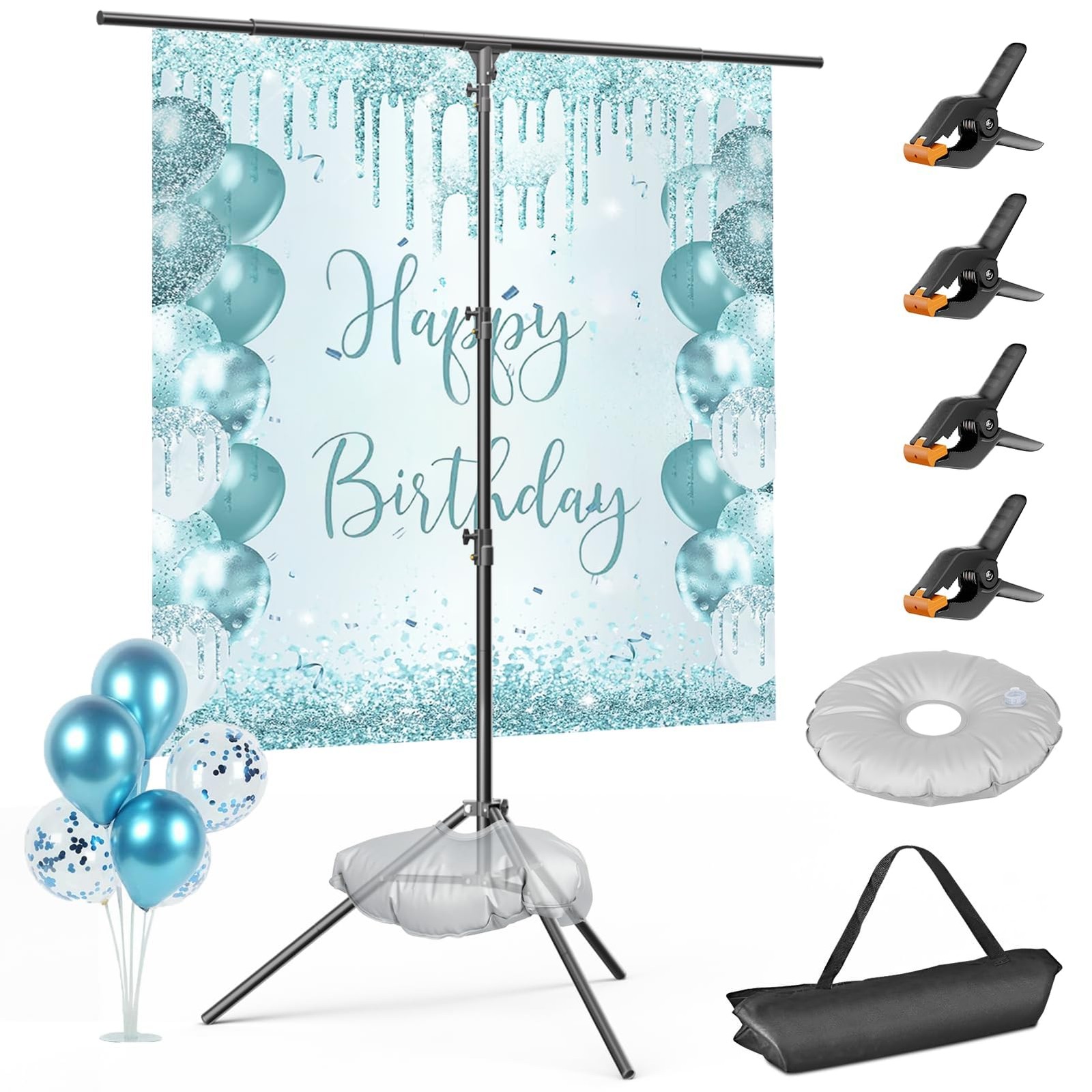 T Shape Backdrop Stand 8.5x5ft, Adjustable Green Screen Photo Banner Holder w…