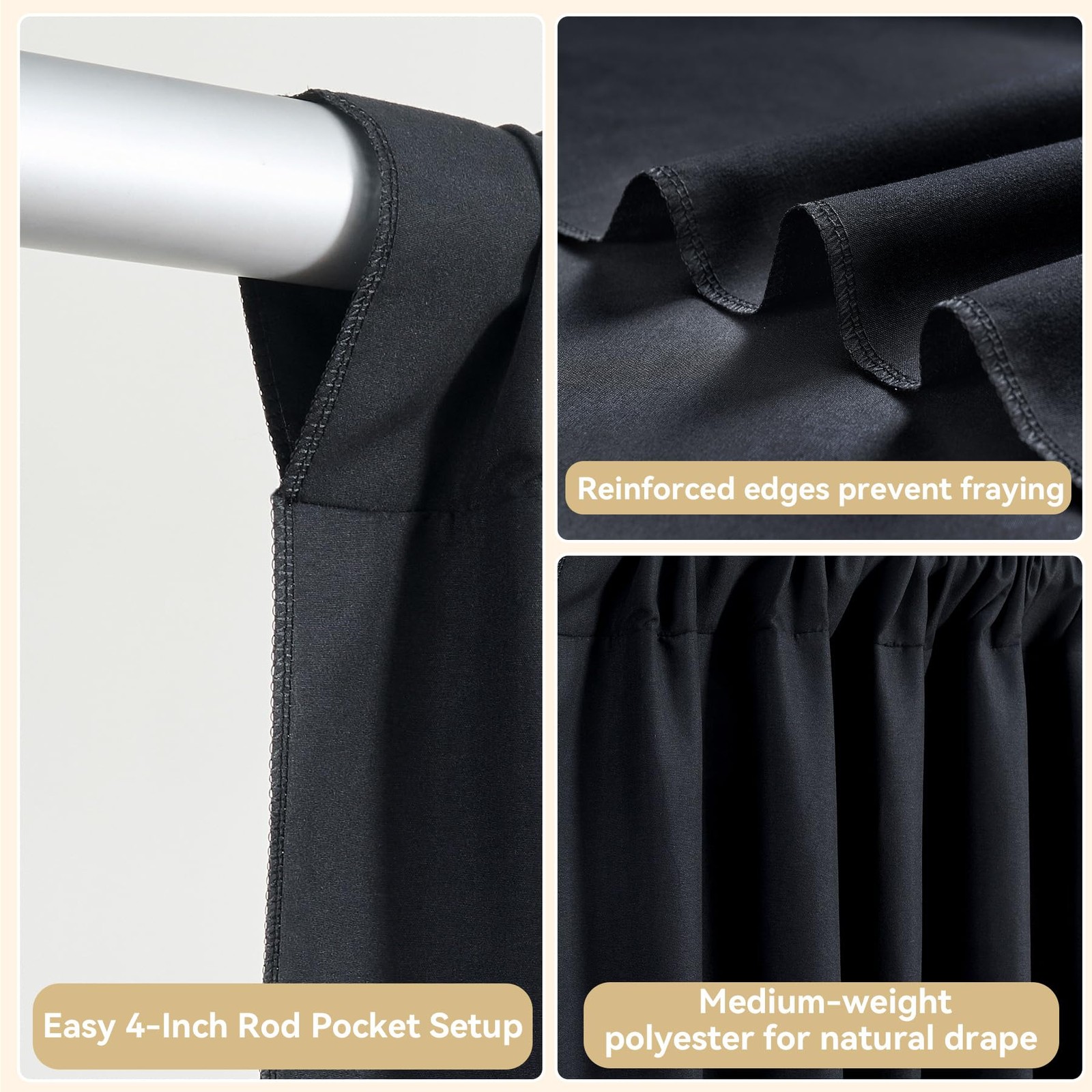 20x10FT Black Backdrop Curtains for Parties – 4 Panels 5x10FT Polyester Backd…