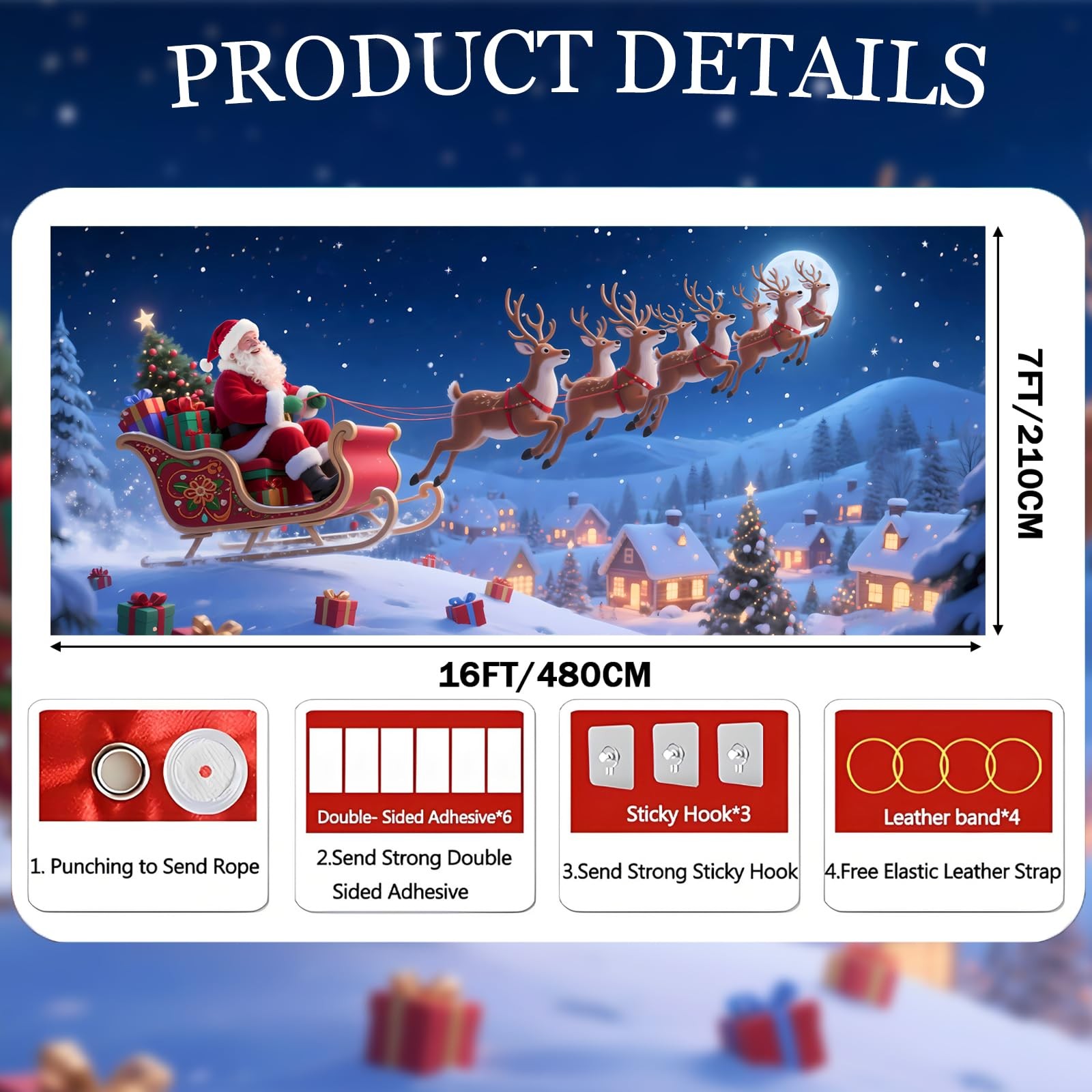 Christmas Garage Door Cover, Large Christmas Banner Backdrop Decorations Hang…