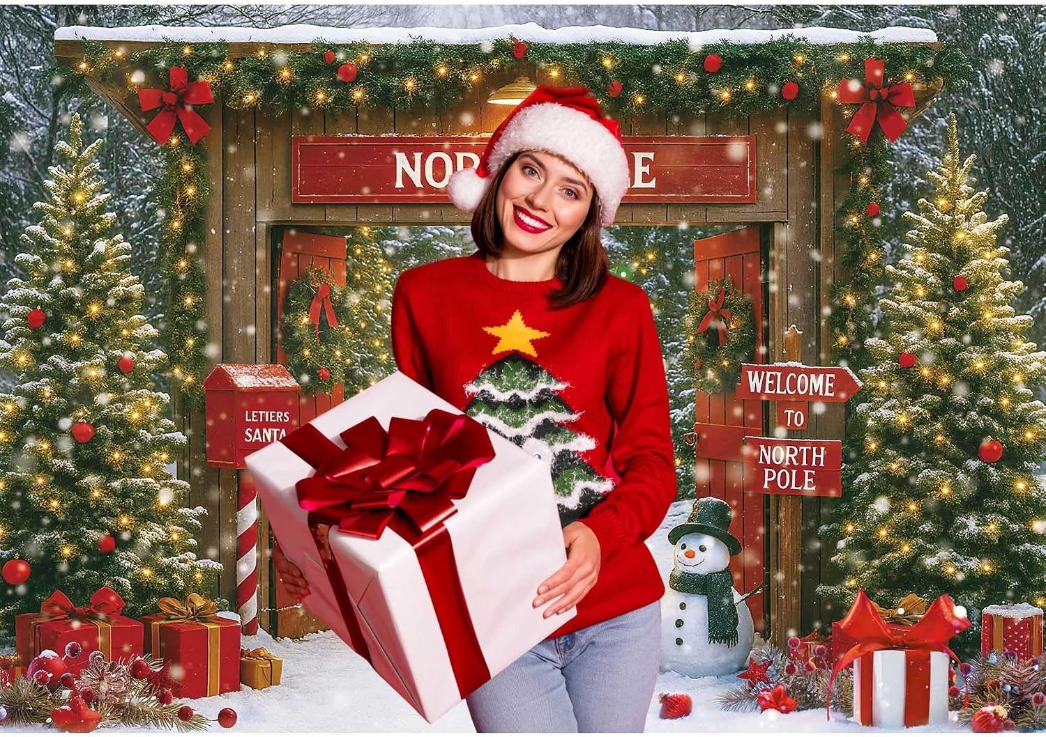 10x8ft Christmas Photo Background White Snowy Forest for Baby Holiday Photos