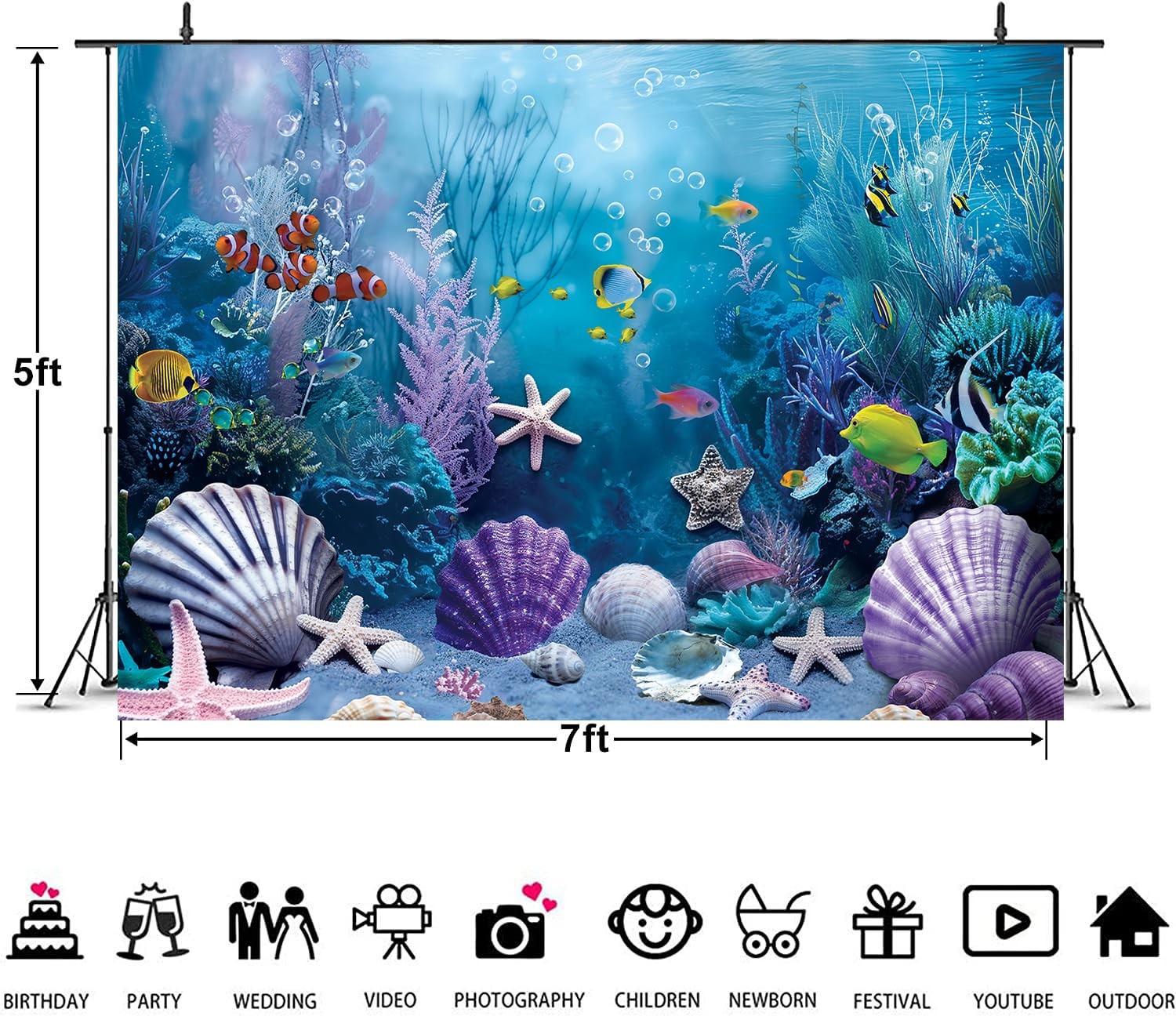 Under the Sea Backdrop Summer Tropical Fish Coral Ocean Underwater World Phot…