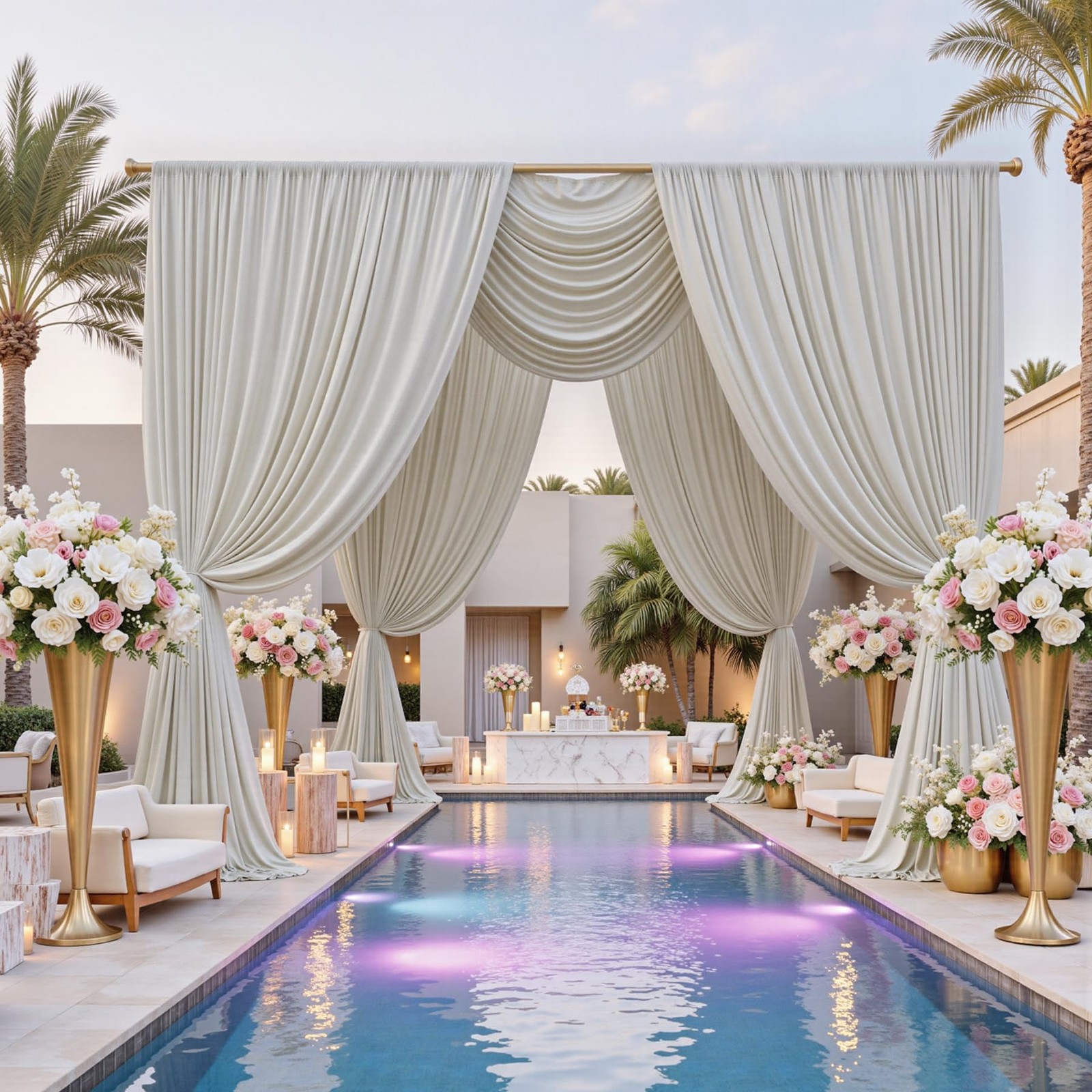 50ftx12ft Wrinkle Free Champagne (W)5ft x (H)12ft (10 Panel),