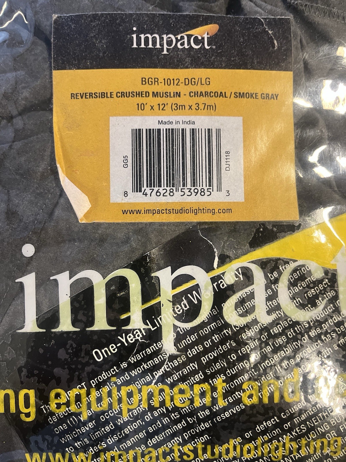 Impact Crushed Muslin Background (10 x 12′) Charcoal/ Smoke Gray
