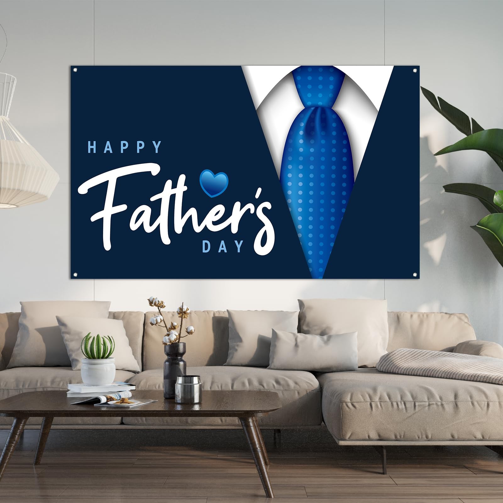 Happy Father’s Day Backdrop First Fathers Day Flag Banner Blue Necktie Super Dad