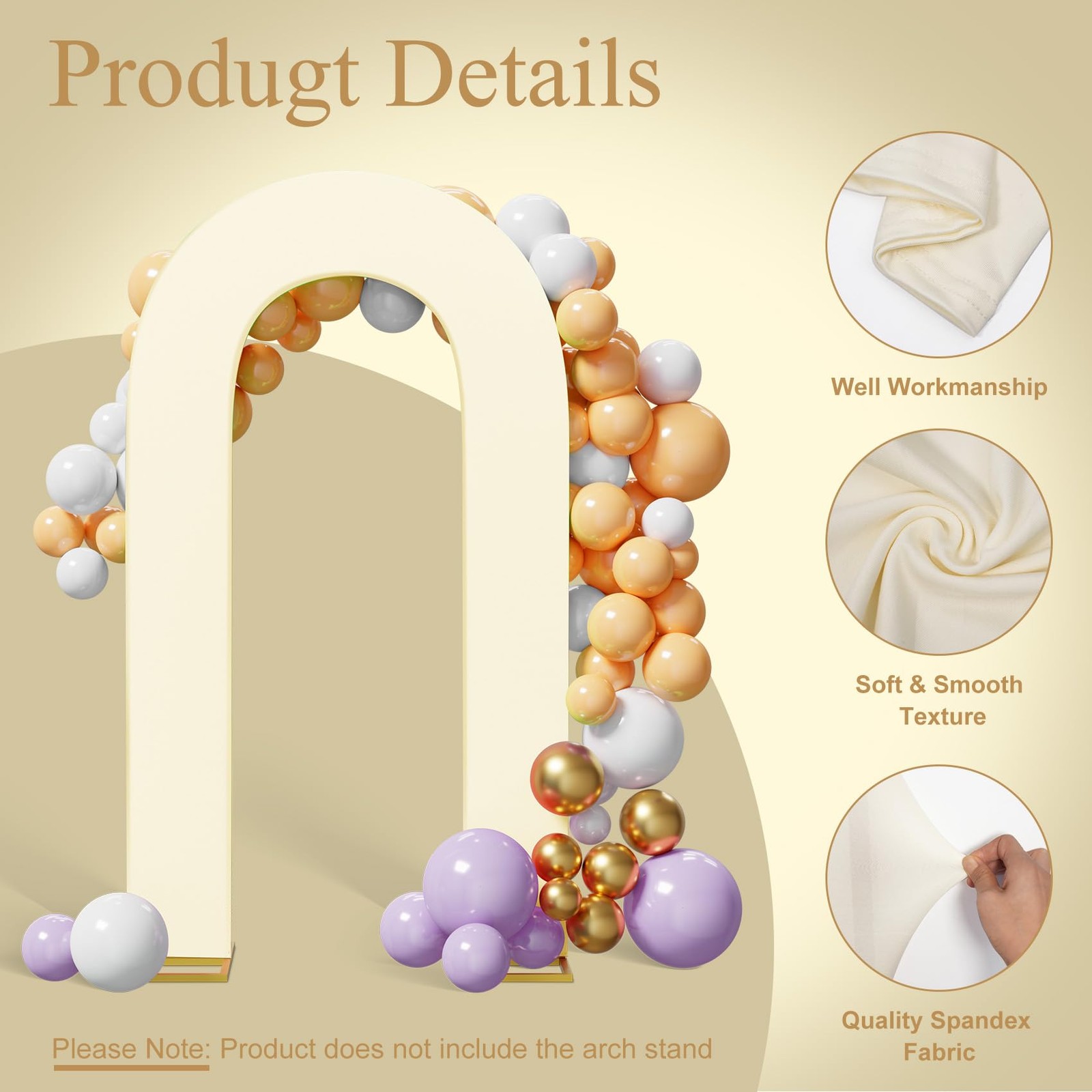 7.2FT Spandex Open Arch Backdrop Cover，U-Shaped 2-Sided Backdrop Cover，Round …