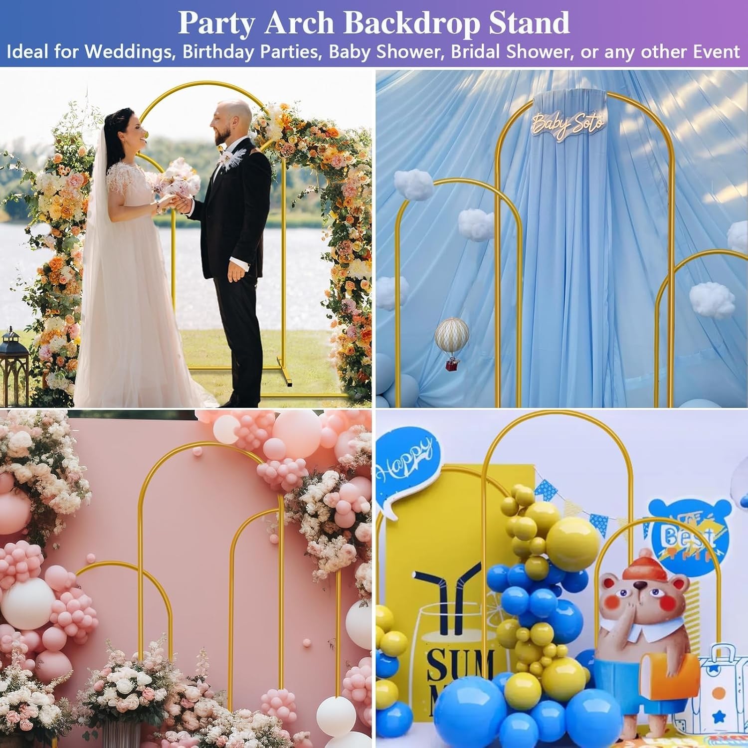 Durable Metal Arch Frame Set of 3 – Stunning Wedding, Birthday & Bridal Decor