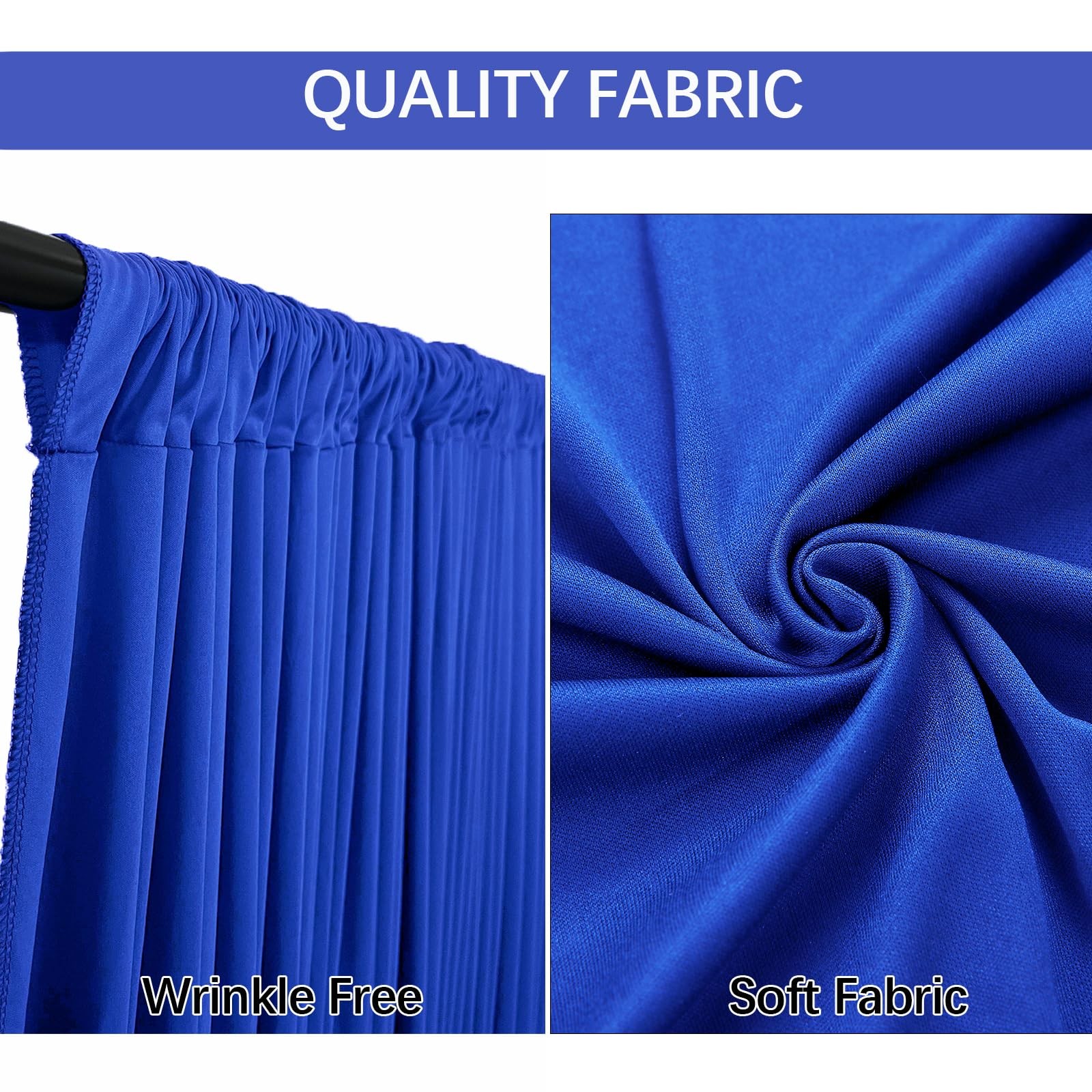 10x10FT Wrinkle Free Royal Blue Backdrop Curtains for Parties Blue Curtain Ba…