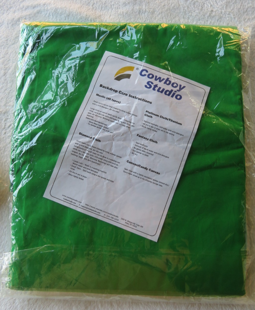 New in Package LARGE BACKDROP 10×12 ft Photo Cowboy Studio Brand Green Muslin