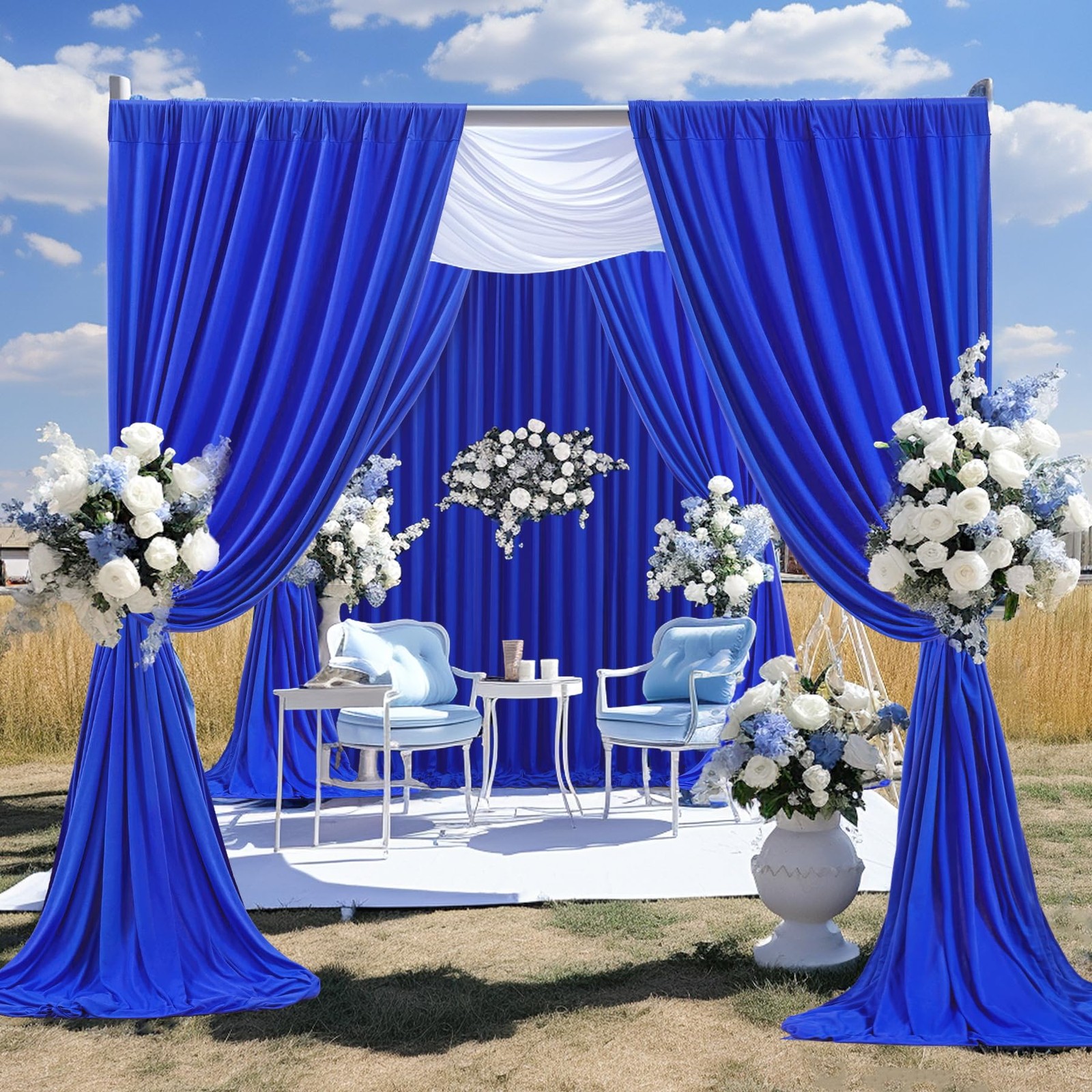 Royal Blue Backdrop Curtain 2 Panels–Royal Blue Curtains Polyester Photograp…