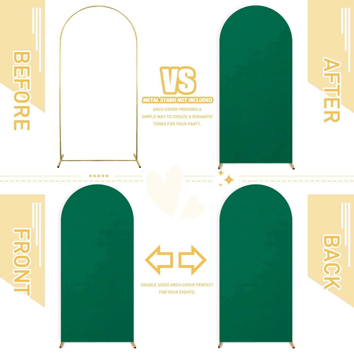 FUHSY Set of 3 Wedding Arch Cover Green Arch Backdrop Covers 7.2FT 6.6FT 6FT …