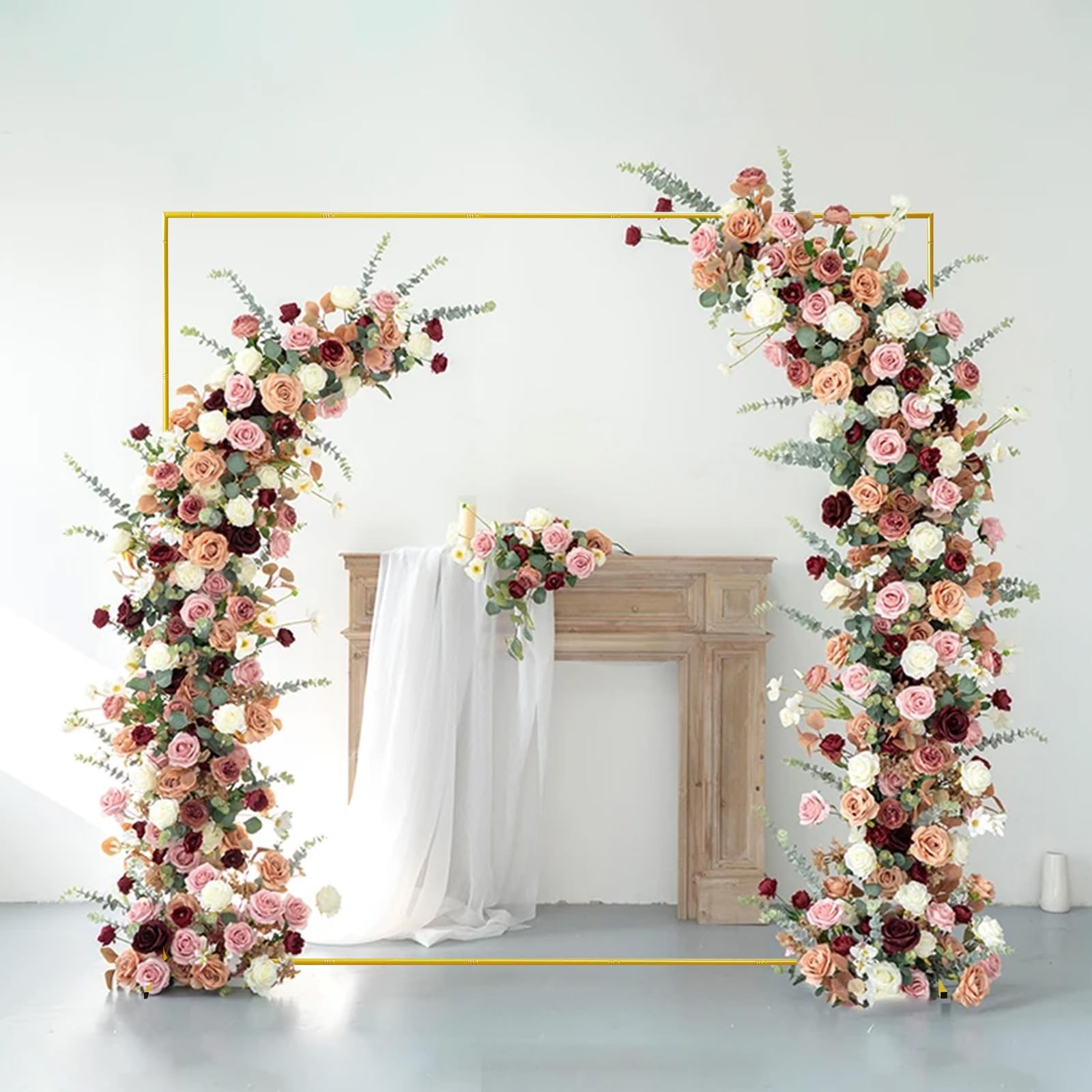 Wedding Arch Backdrop Stand 6.6×6.6 FT Gold Square Balloon Arch Frame for Wed…