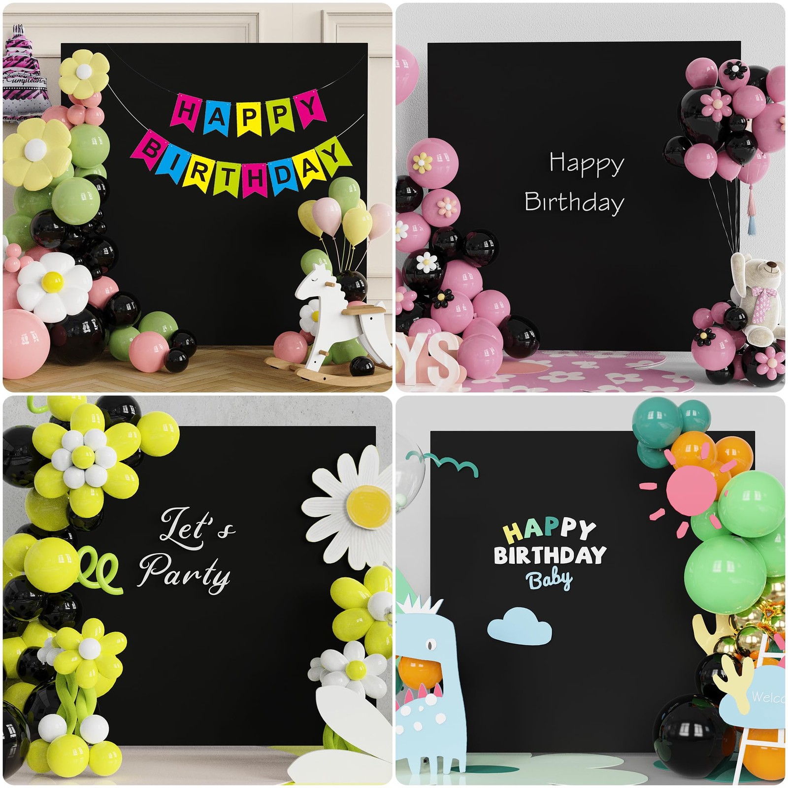 Black Square Wedding Arch Cover 6.6FT – Stretchy Spandex Backdrop for Events