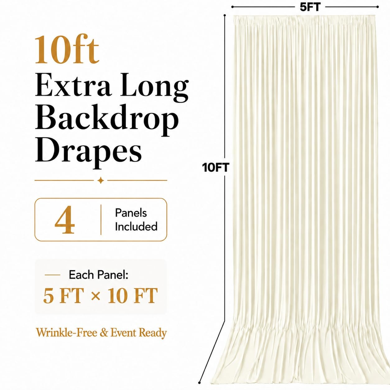 20×10 FT Ivory Wedding Backdrop Curtain, Fabric Backdrop Thick Polyester Drap…