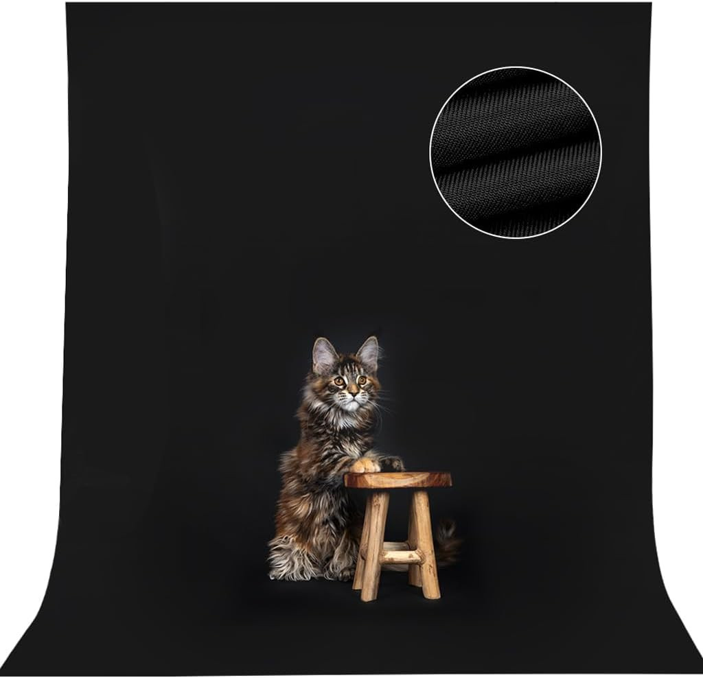 CPLIRIS 5X7Ft Black Backdrop Background for Photography, High Density Polyester