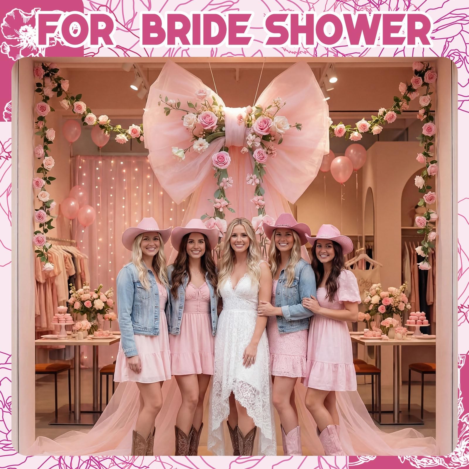 Pink Wedding Giant Big Bow Room Wall Seasonal Backdrop Decor 32x20x67 Inch
