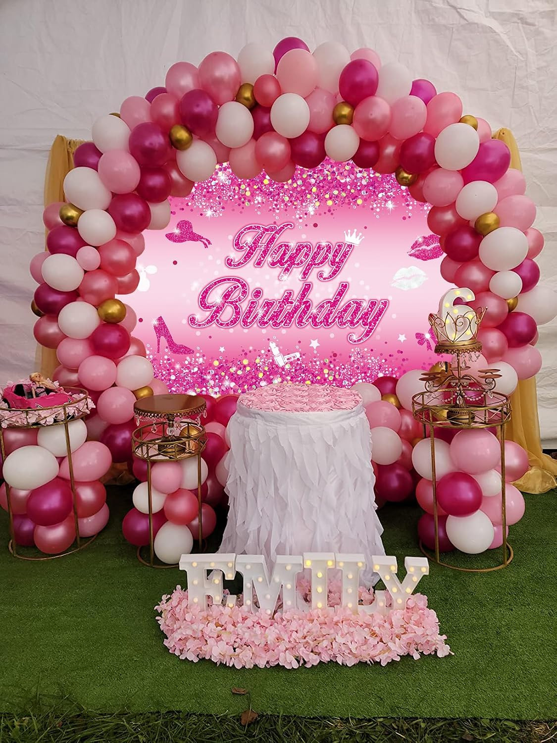 Pink Flash Birthday Backdrop 7X5Ft Hot Pink Shining Sequins Photography Backgrou