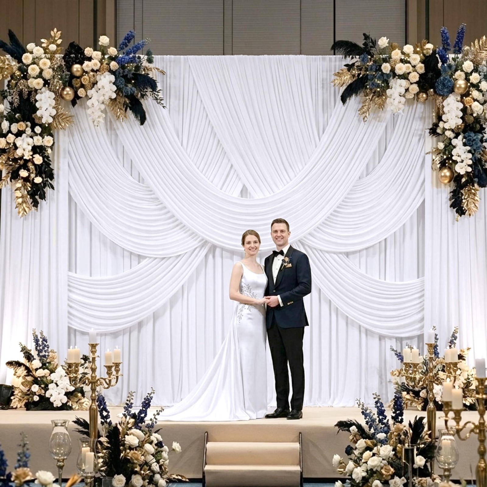 10×10 ft Free White Backdrop Curtains for Parties, Polyester Photo Backdrop D…