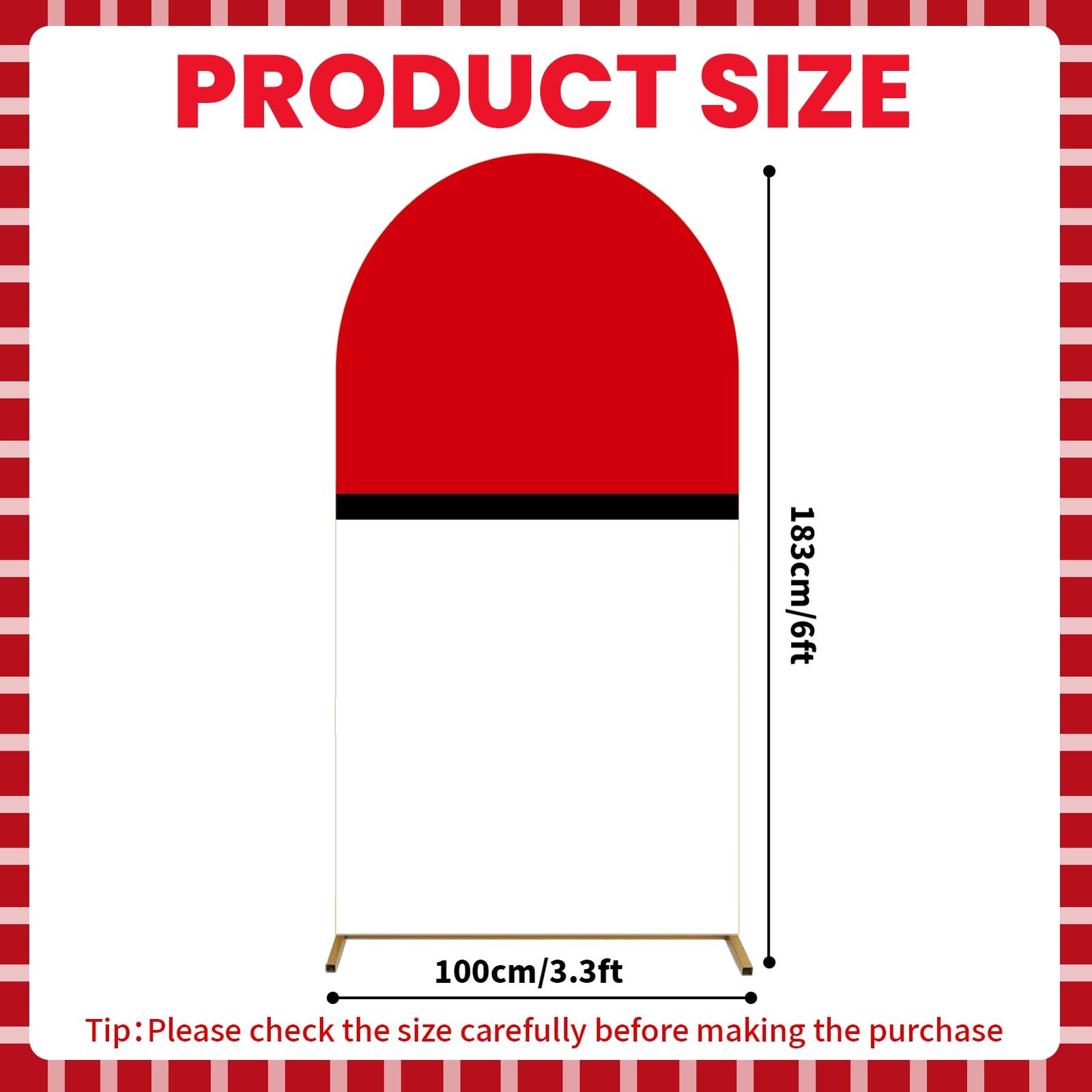 6 × 3.3 Ft/72 × 40 Inch Red Black and White Cartoon Arch Cover Spandex Fitted…