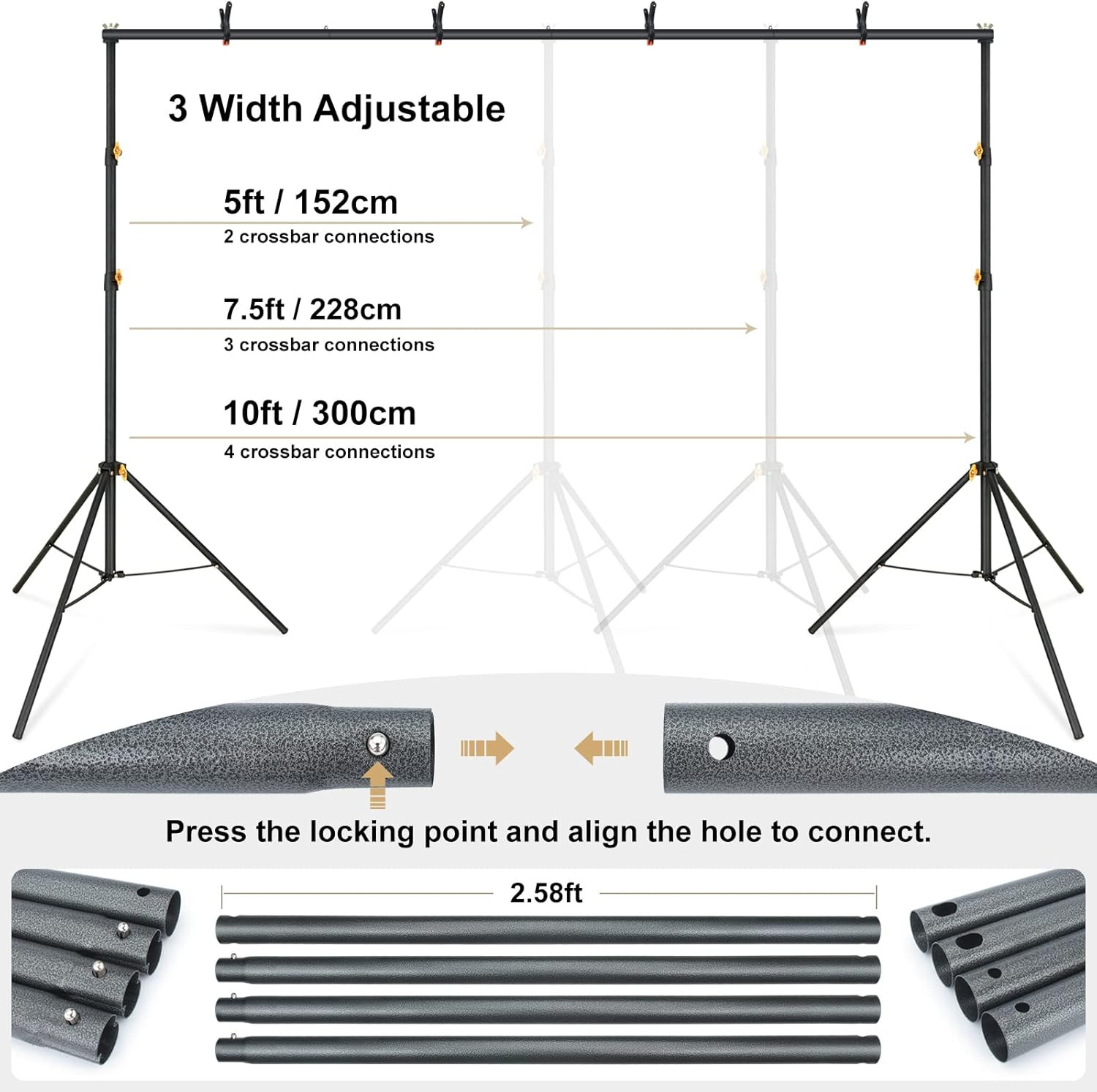 LINCO Lincostore Backdrop Support Stand Kit 10X6.5Ft Adjustable Photography Stud