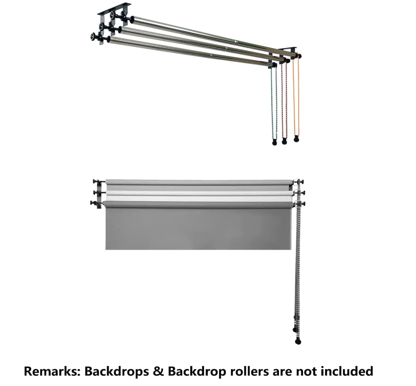 118″/3m Stainless Steel Backdrop Crossbar for Manual Photo Studio Background Sup