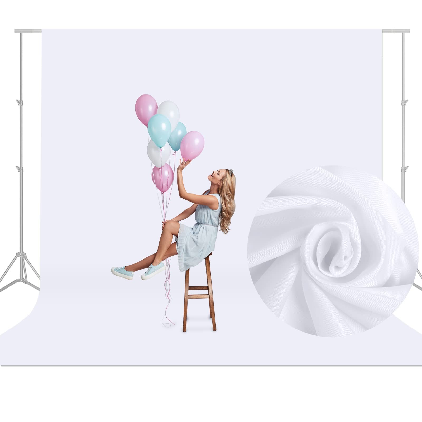 Aimosen 10×10 FT White Backdrop Background for Photography, 10 X 10 FT,