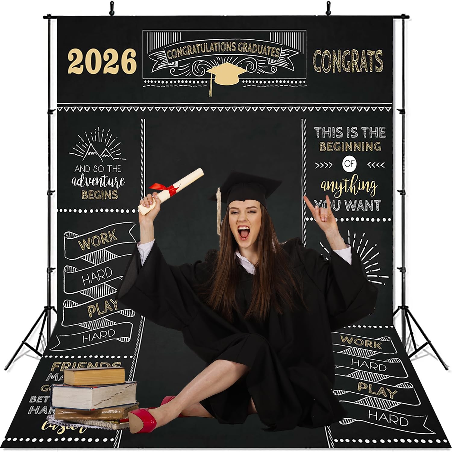6x8ft Graduation Backdrop 2025 Prom Party Photo Background Congratulations