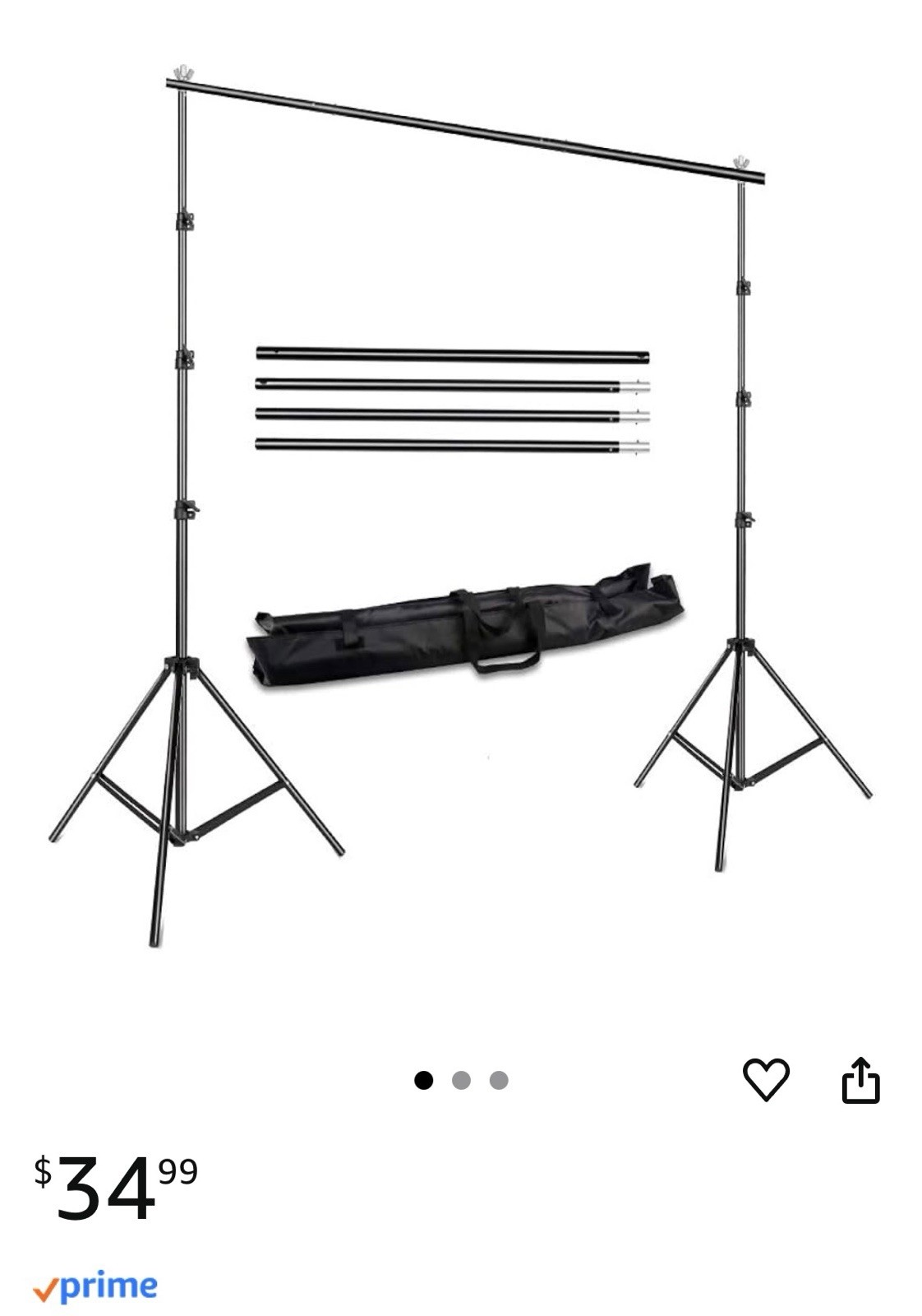 10ftx8ft Background Support Stand System Kit With Carrying Case