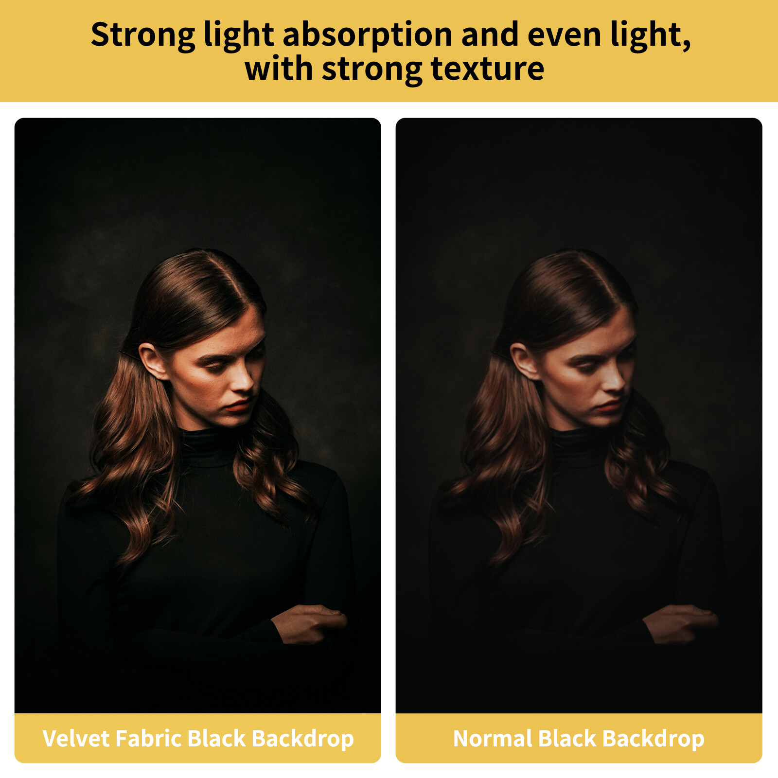 Non-Reflective Fabric Portrait Black Backdrop Photography Photo Backgroud Studio